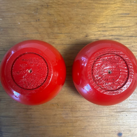 Mid-Century Modern Aarikka Finland 2 Designer Candle Holders Red Set - Picture 4 of 5